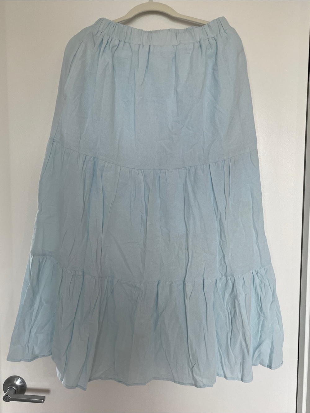 Light Blue Tiered Midi Skirt
